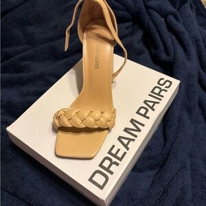Dream Pairs Women's Beige Braided Heels